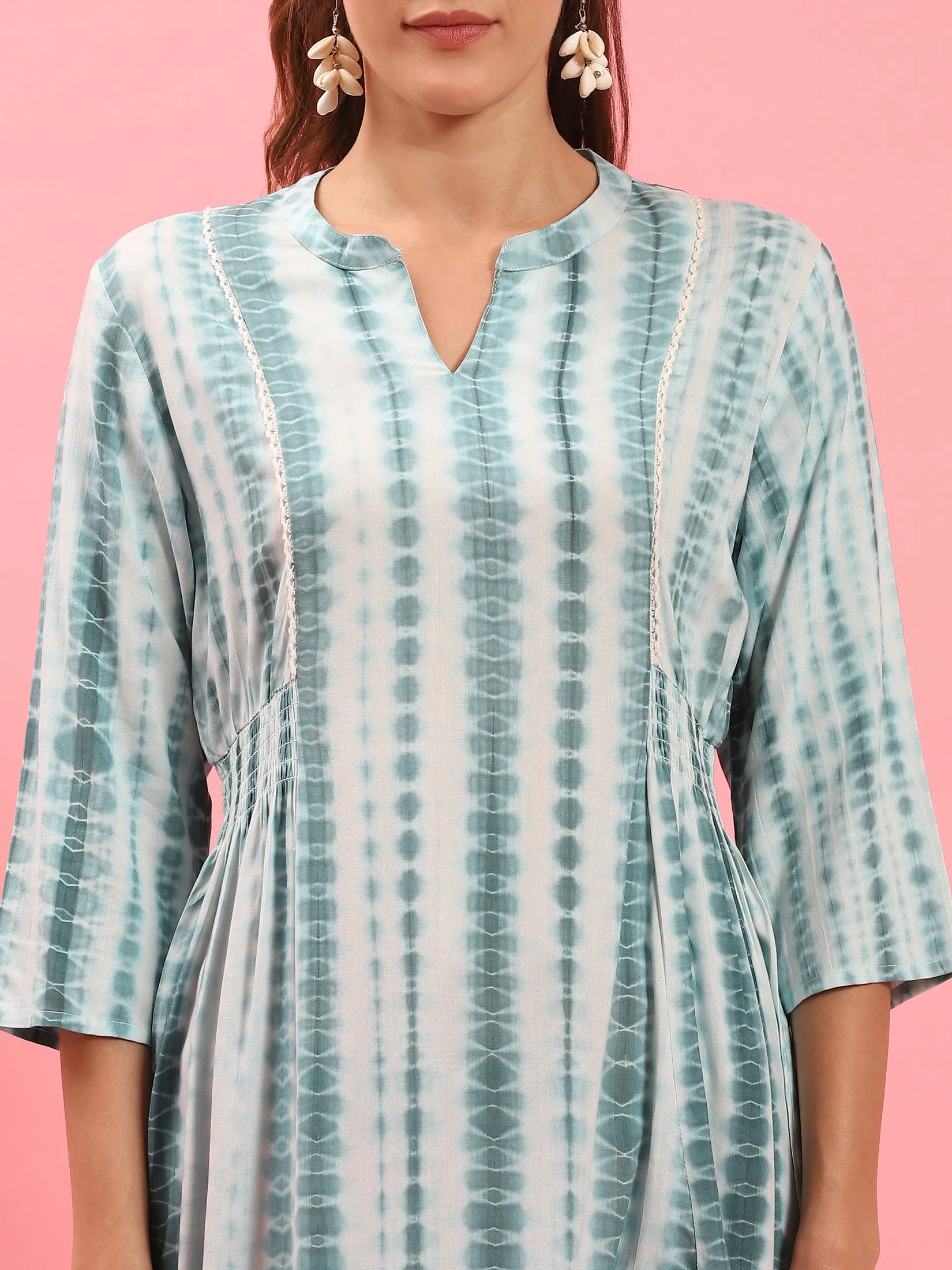 Women Blue Tie Dye Printed Tunic