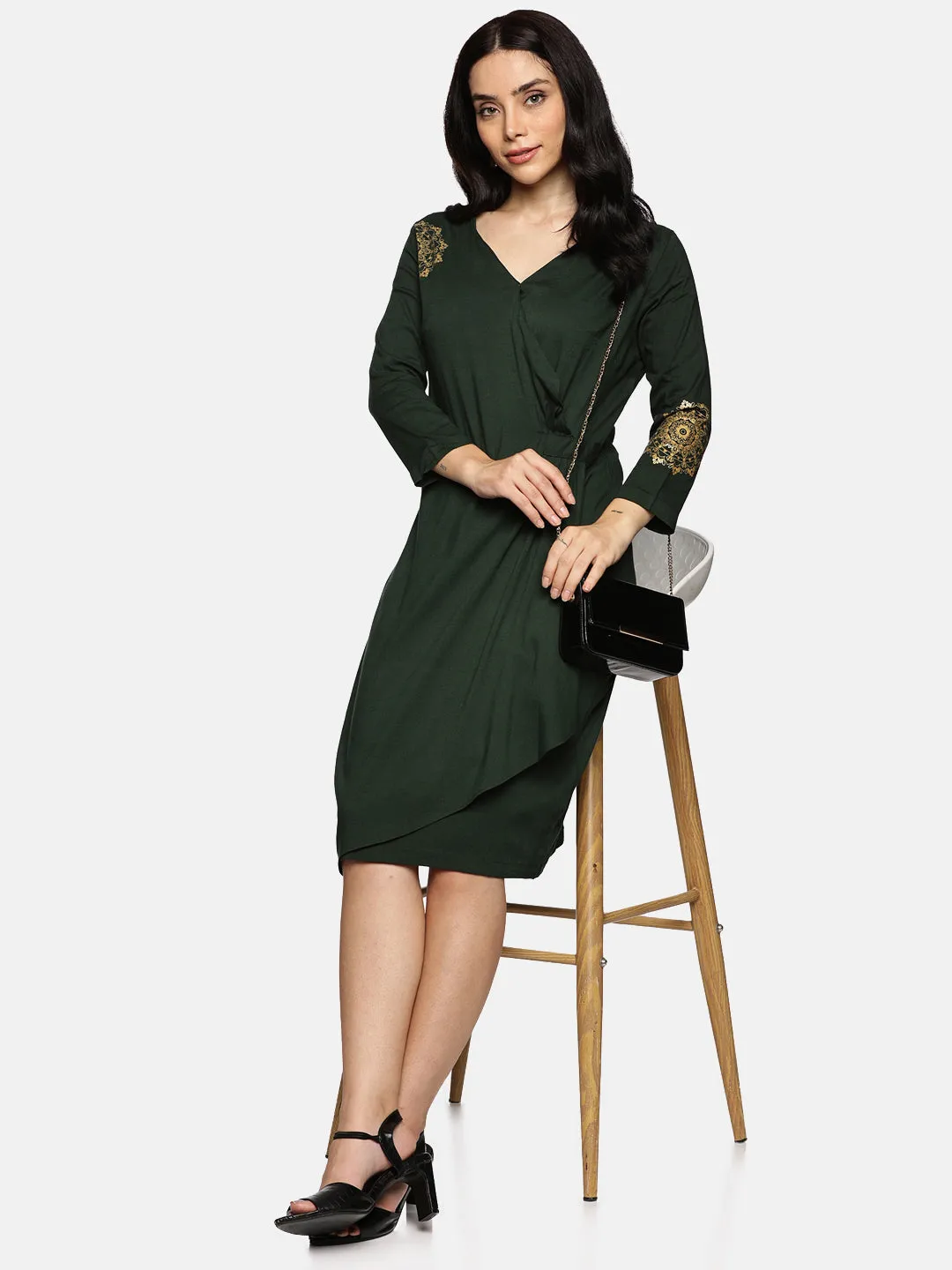 Women Print Wrap Dress