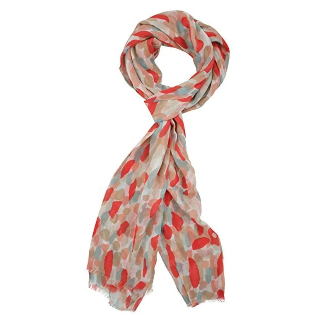 Womens Lightweight Sheer Summer Scarf Red Abstract Print