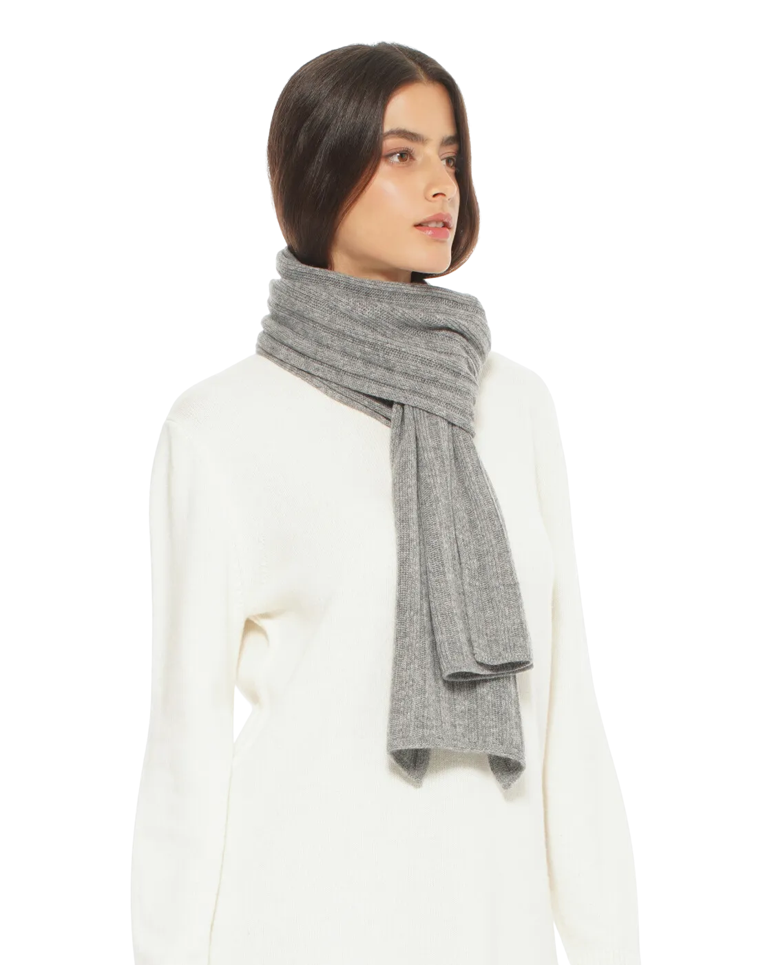 Womens's Cashmere & Wool Chunky Ribbed Scarf Camel