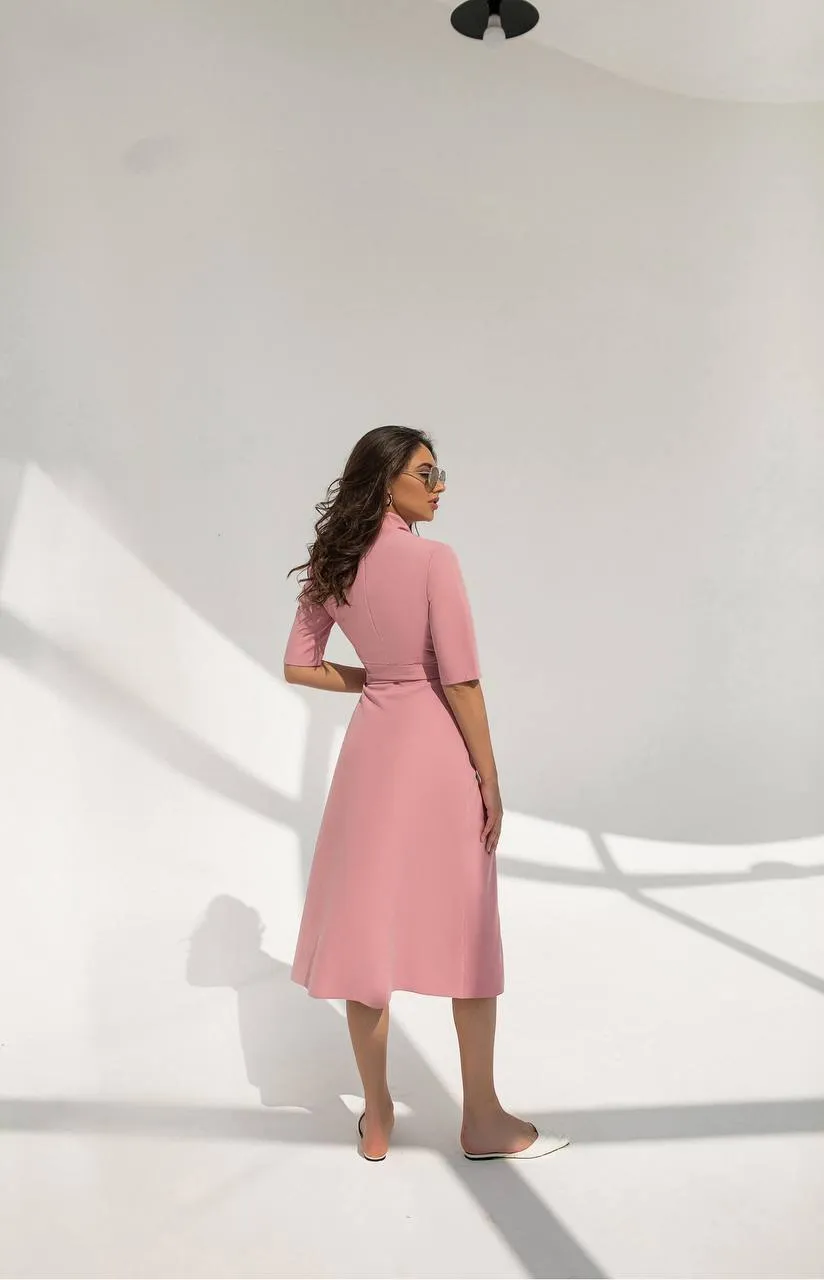 Wrap Short Sleeve Midi Dress