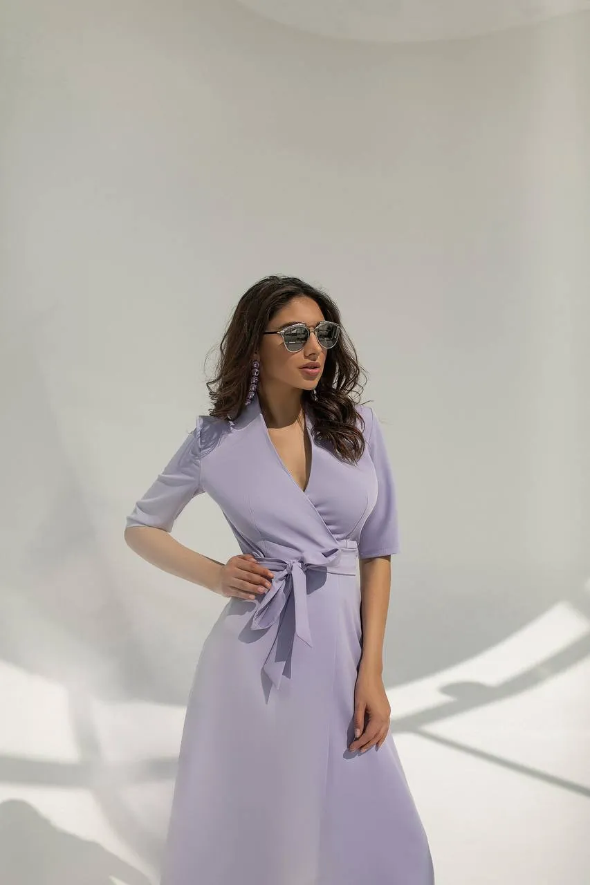 Wrap Short Sleeve Midi Dress