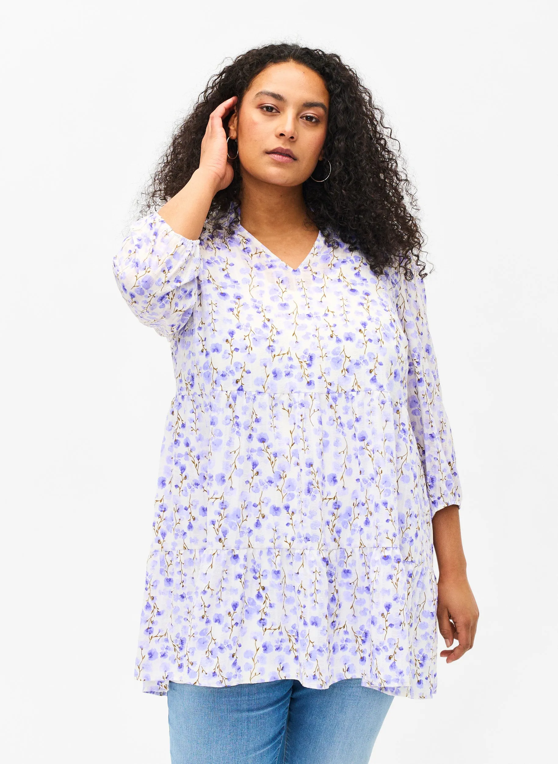 Zizzi Yara Tunic in Purple Floral