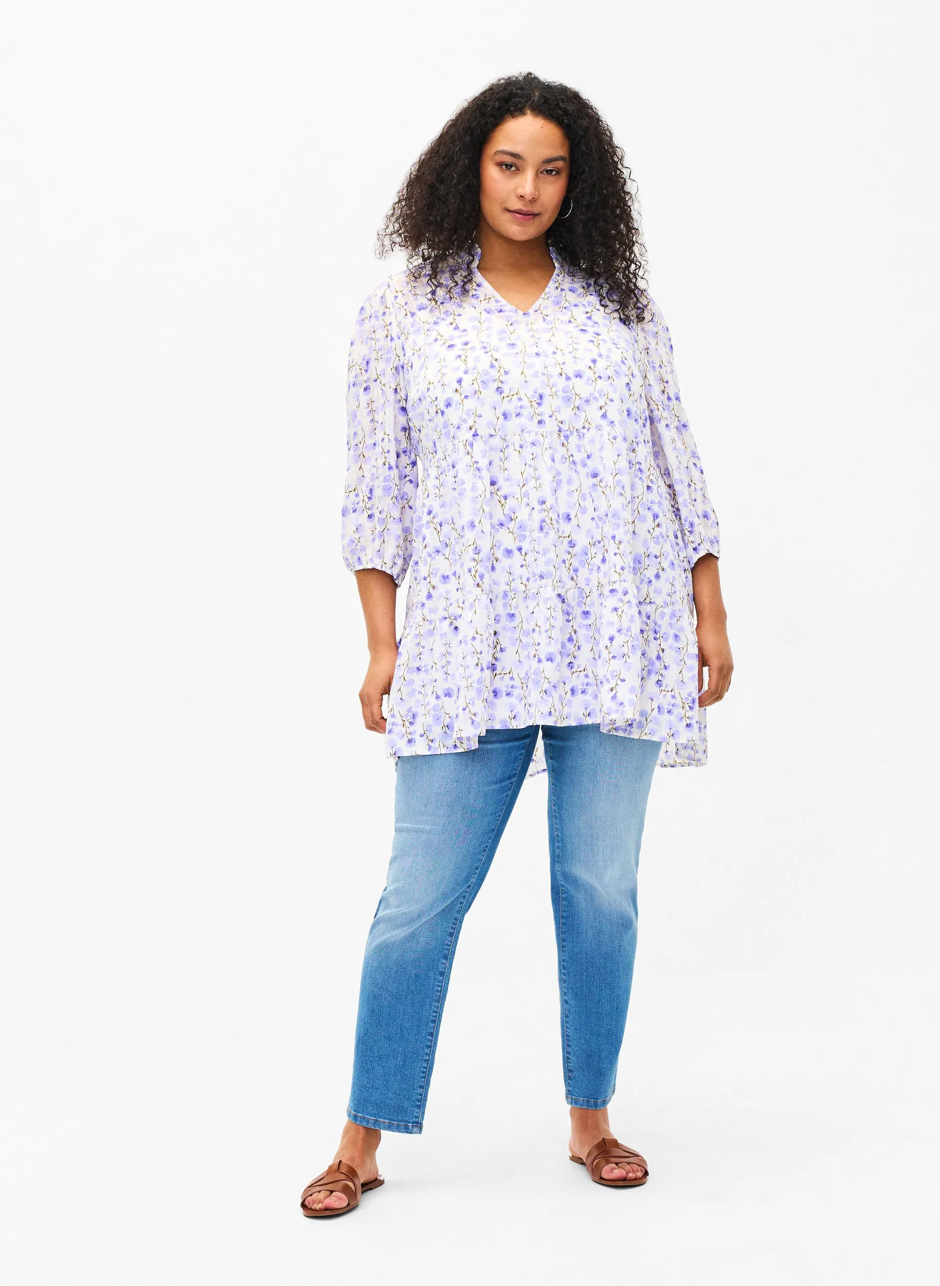 Zizzi Yara Tunic in Purple Floral